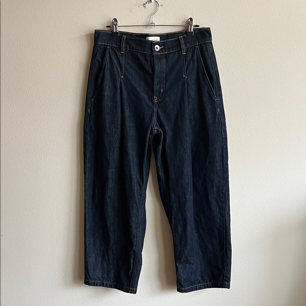 Everlane High Rise Pleated Jean Dark Indigo - Picture 6 of 9